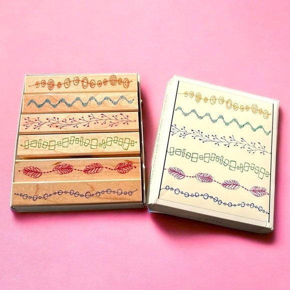 Hero Arts - 6 piece Stamp Set -  New - 2005 Wavy Graphics - Picture 1 of 6